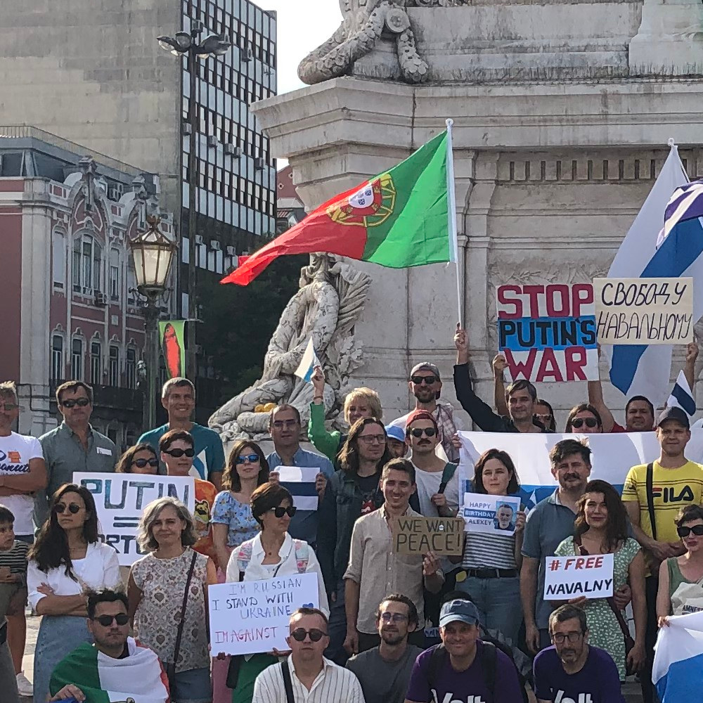 Flag of Portugal with signatures of activists, and famous people